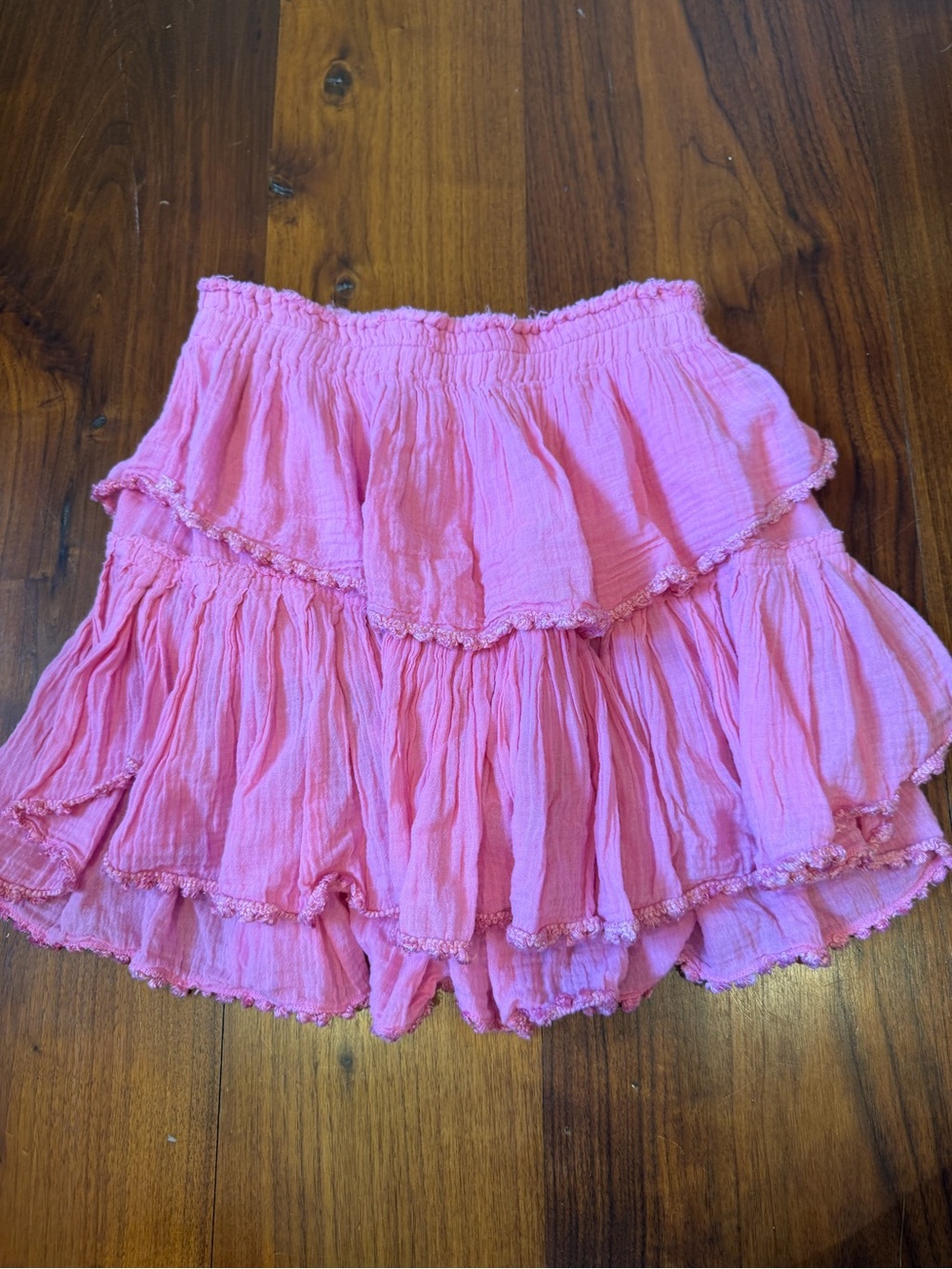LoveShackFancy Pink Tiered Mini Skirt size 1